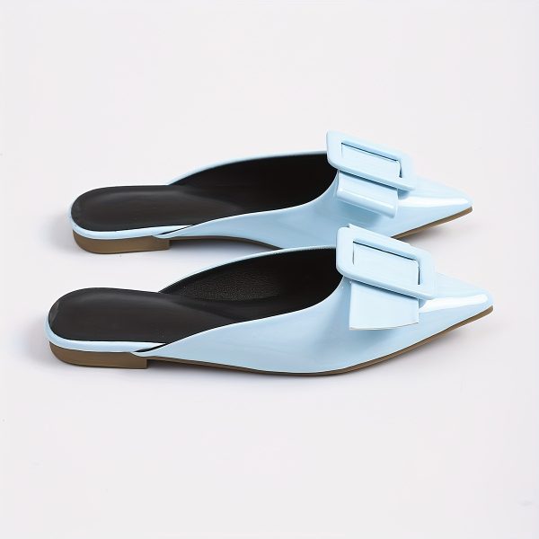 women's light blue bow detail slip on pointed toe flats minimalist synthetic cover casual shoes with tpu sole for summer comfort, elegant shoe design