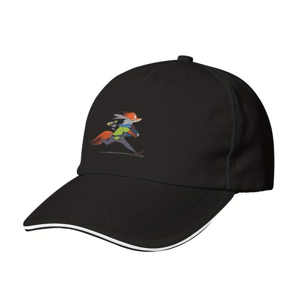 adjustable baseball cap with cartoon fox design breathable & lightweight polyester, sun protection visor hat for outdoor sports, machine washable, oxford lining, natural comfort, top reinforcement