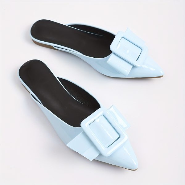 women's light blue bow detail slip on pointed toe flats minimalist synthetic cover casual shoes with tpu sole for summer comfort, elegant shoe design