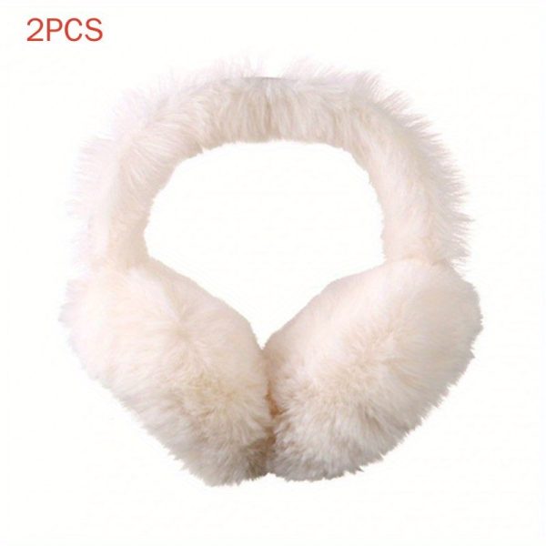 2pcs women's winter ear muffs wind resistant plush fleece lining, soft fur exterior, adjustable strap for cycling, motorcycle, outdoor activities (black &), ear cover for winter, cycling essentials, fleecelined comfort