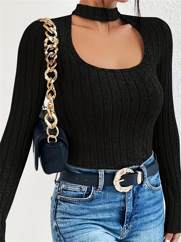 women hollow sexy slim long sleeved round neck t shirt top, suitable for spring and summer, comfortable daily wear with leisure commute gratitude dress ladies! tank top
