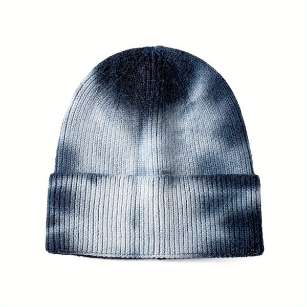 1pc vibrant teal tie dye knit beanie hat for men & women warm winter skull cap with ear flaps, soft cotton blend, hand washable, outdoor headwear, cold weather gear|tiedye beanie|stretchy knit cap