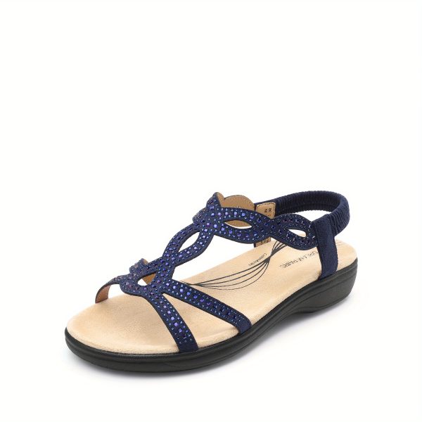 women's flat sandals with adjustable straps low heel, breathable fabric upper, pu sole, soft cushioning, open toe design for summer, beach, casual wear perfect gift for mom & friends