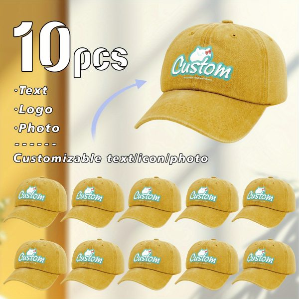 10pcs, customizable logo and personalized photo baseball caps, suitable for company team building logos or event parties, event customization, family customization
