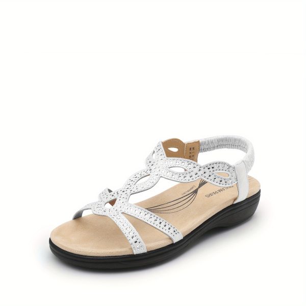 women's flat sandals with adjustable straps low heel, breathable fabric upper, pu sole, soft cushioning, open toe design for summer, beach, casual wear perfect gift for mom & friends