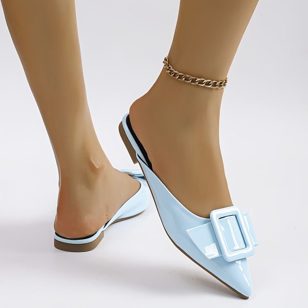 women's light blue bow detail slip on pointed toe flats minimalist synthetic cover casual shoes with tpu sole for summer comfort, elegant shoe design