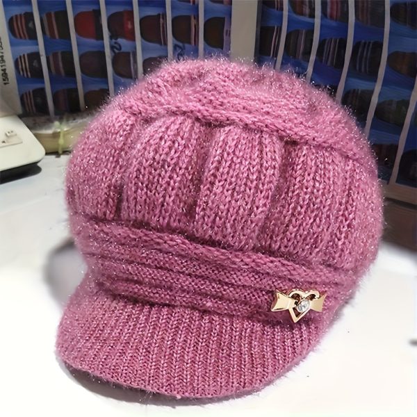 women's winter beret with brim thick polyester hat, elastic hat, breathable and warm, classic hand style, outdoor use, buy to give to your loved ones.